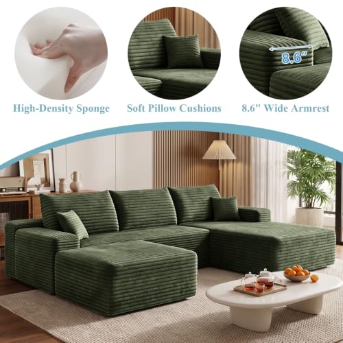 Image of Boneless Cloud Sectional Couch Modular Sofa with Ottoman for Living Room