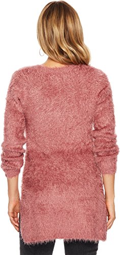 Jack By Bb Dakota Women's Pam Eyelash Fuzzy Deep V Sweater, Deco Rose, Medium #TOP2