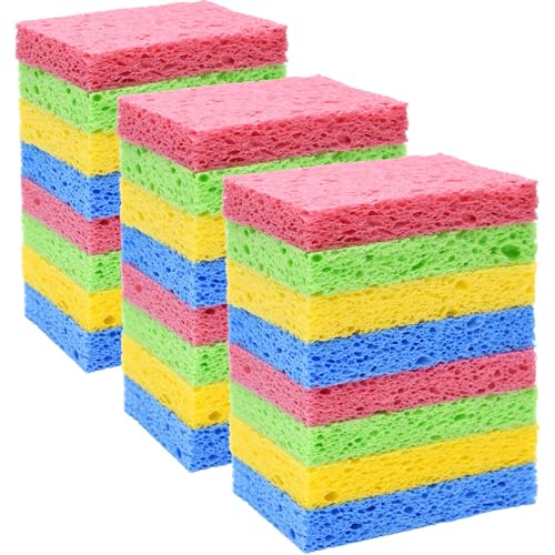 Image of YoleShy 24 Pack Kitchen Sponges Natural Cellulose Compressed Sponges for Cleaning Reusable Dish Sponge Kitchen Non-Scratch DIY
