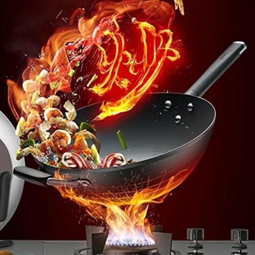 Wok de hierro fundido sin recubrimiento hecho a mano 320x105 mm miniatura 3