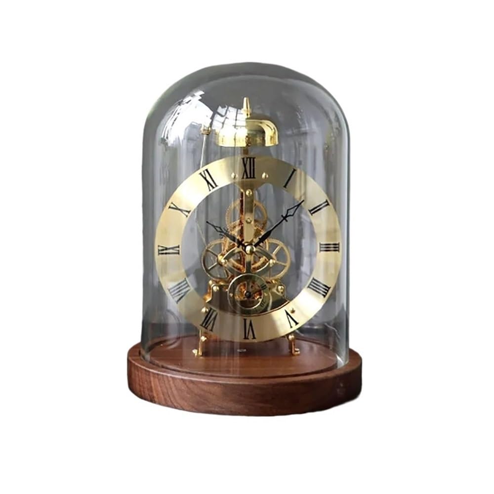 ZTHYSHOZ Table Clock ﻿ Mechanical Desk Clock Metal Wood Office Table Tabletop Luxury Interior Clocks Aesthetic Bedroom Decoration Accessories