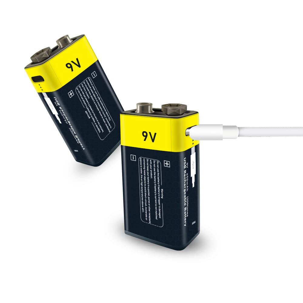 9V Lithium Batterij Rookmelder GRbatty Batteria 9V Ricaricabile USB C 650mAh Ad Alta Capacità,Batterie 9V Litio Con 1500 Tech Lithium Batterij Voor Alarm Sensoren