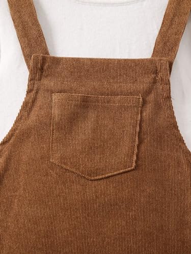Girl's Corduroy Overall Dress Button Sleeveless Pinafore Dress with Front Pocket3