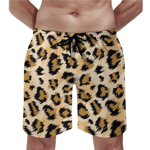 Maillot de bain homme léopard brun anti-humidité, short de bain à séchage rapide taille S