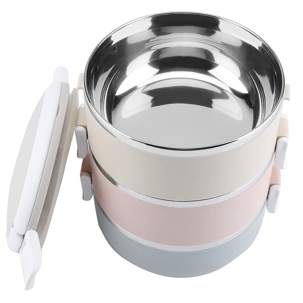 Bento Box in Acciaio Inossidabile a 3 Strati, Scatola per Il Pranzo Isolata di Grande capacità, può Essere Riscaldata E Sigillata, Adatta per Viaggi di Picnic in Famiglia