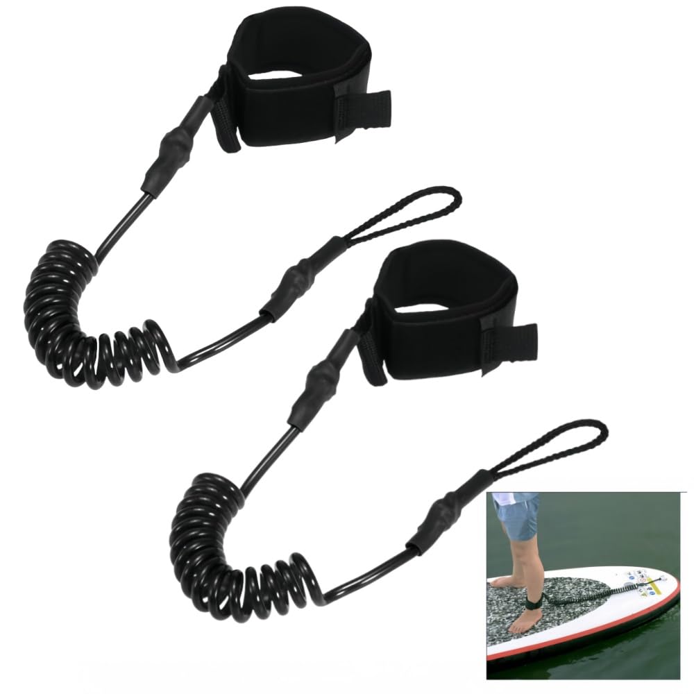 2 pezzi Leash Sup Board da 10 ft in TPU Paddle Leash con passante per i piedi, Surfboard Leash, Surf Leash, Surfboard di sicurezza, Sup Kayak, guinzaglio di sicurezza per il surf