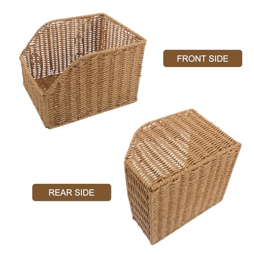 Cesta de almacenamiento de imitación de mimbre diagonal para libros y objetos 4