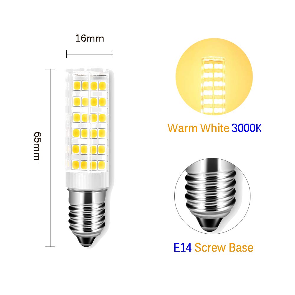Lampadine a LED Lampadine LED E14 da 7 W, SMD 2835, equivalente alogena 65, Attacco a Vite Piccolo, Angolo del Fascio di 360 Gradi 650 Lumen, Caldo