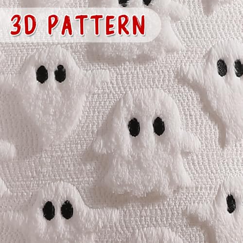 Halloween Decorations Set of 2 Double-Sided Halloween Pillow Covers 16" x 16", with 2 Different Looks, Cure White Ghost & Ghost with Hat, Plush Faux Fur Throw Pillow Covers for Home Decor