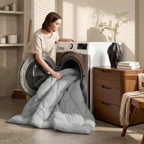 CozyLux Bettdecke 200x200cm Hellgrau für 4 Jahreszeiten – Ansicht 6