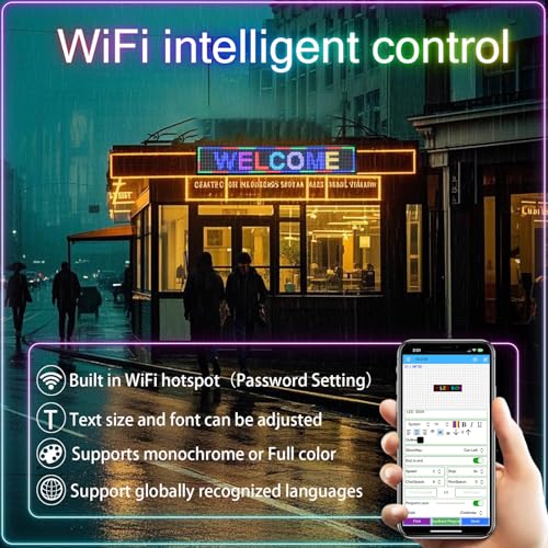 Image of Outdoor Programmable Led Sign Waterproof Scrolling Digital Business Advertising Display Screen Custom Electronic Message Board Brightness App Control(39 inchX8 inch)