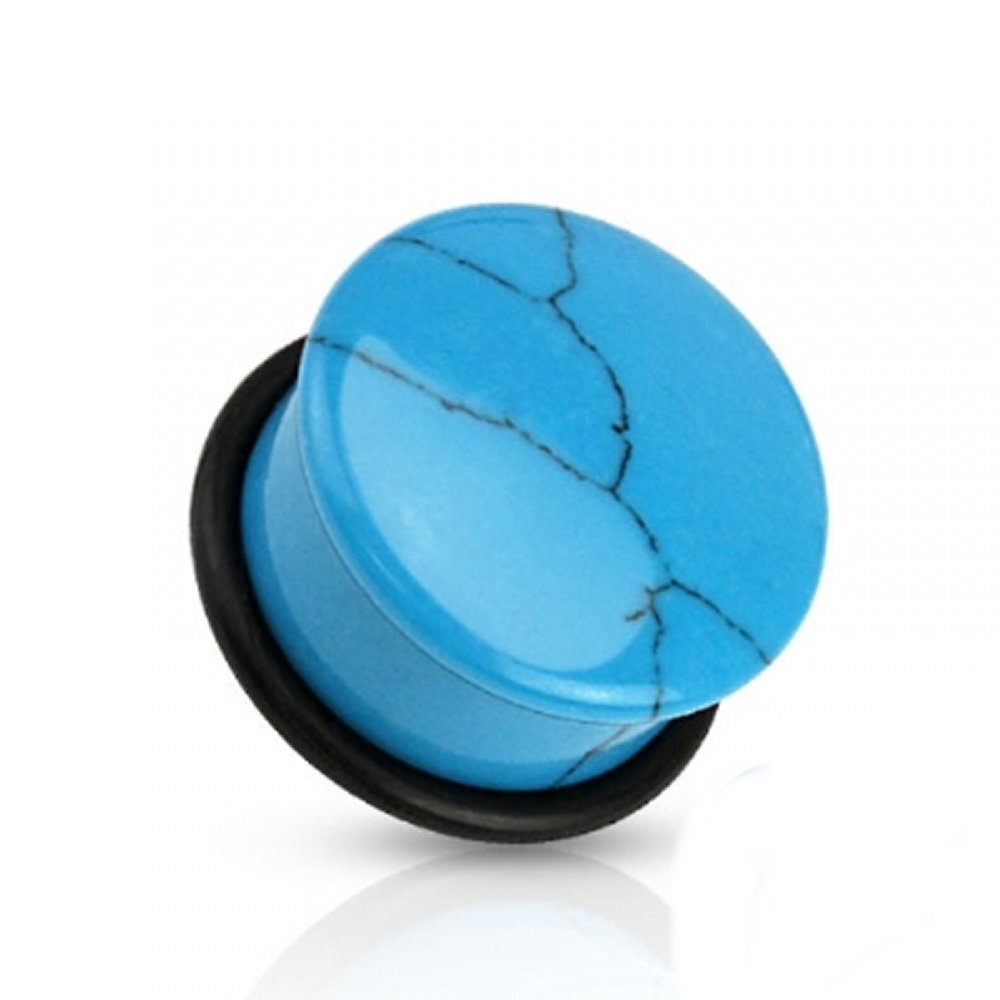 Turquoise Semi Precious Stone Single Flare Bullet Plug - 5mm - Pierced and Modified