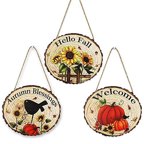 BestSiller Hallo Herfst Voordeur Teken, Herfst Kraai Pompoen Opknoping Teken, Muur Decor Hout Opknoping Teken Indoor… - Afbeelding 7