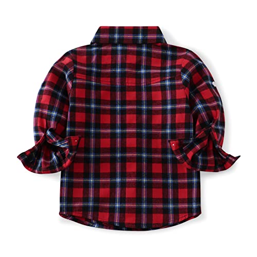Image of OCHENTA Men's & Boys Flannel Shirts Button Down Long Sleeve Plaid Shirt Family Matching Outfits