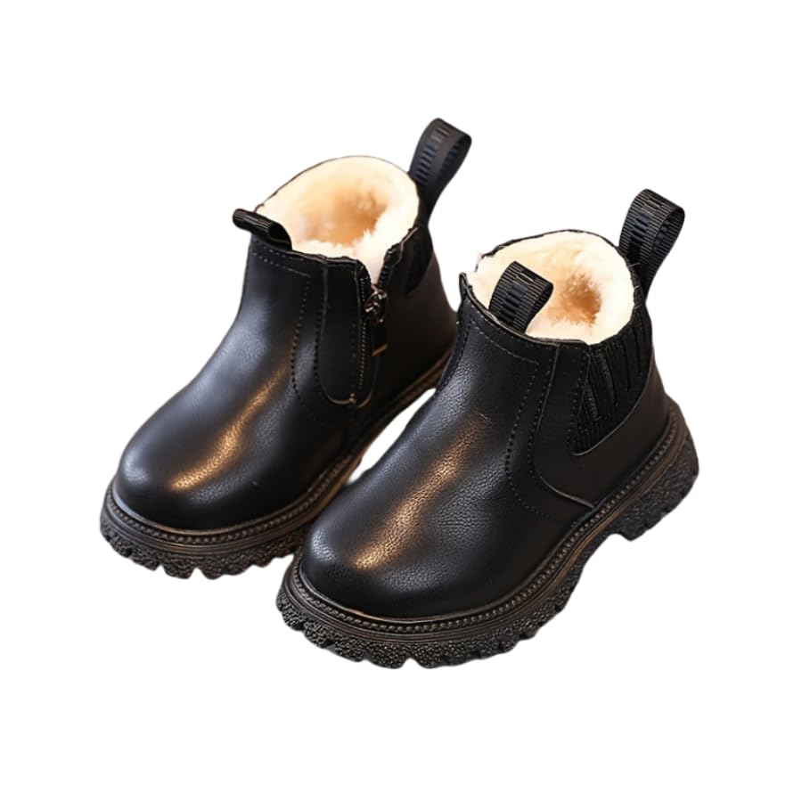 Vintage Comfortable Solid Color Boots with Zipper for Girls, Non-slip Warm Plus Fleece Boots for Winter