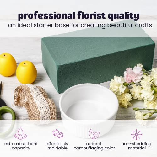 Funstitution Floral Foam Blocks (4 Bricks) - Wet Florist Foam - Green Foam Block For Artificial And Fresh Flowers Arrangement - Floral Foam Size 8.8X4.1X2.7 For Arts And Crafts #TOP3