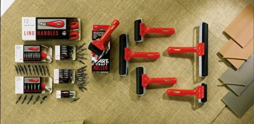 SG Education Lino R5 - Rodillo de lino, mango rojo, 15 cm de longitud