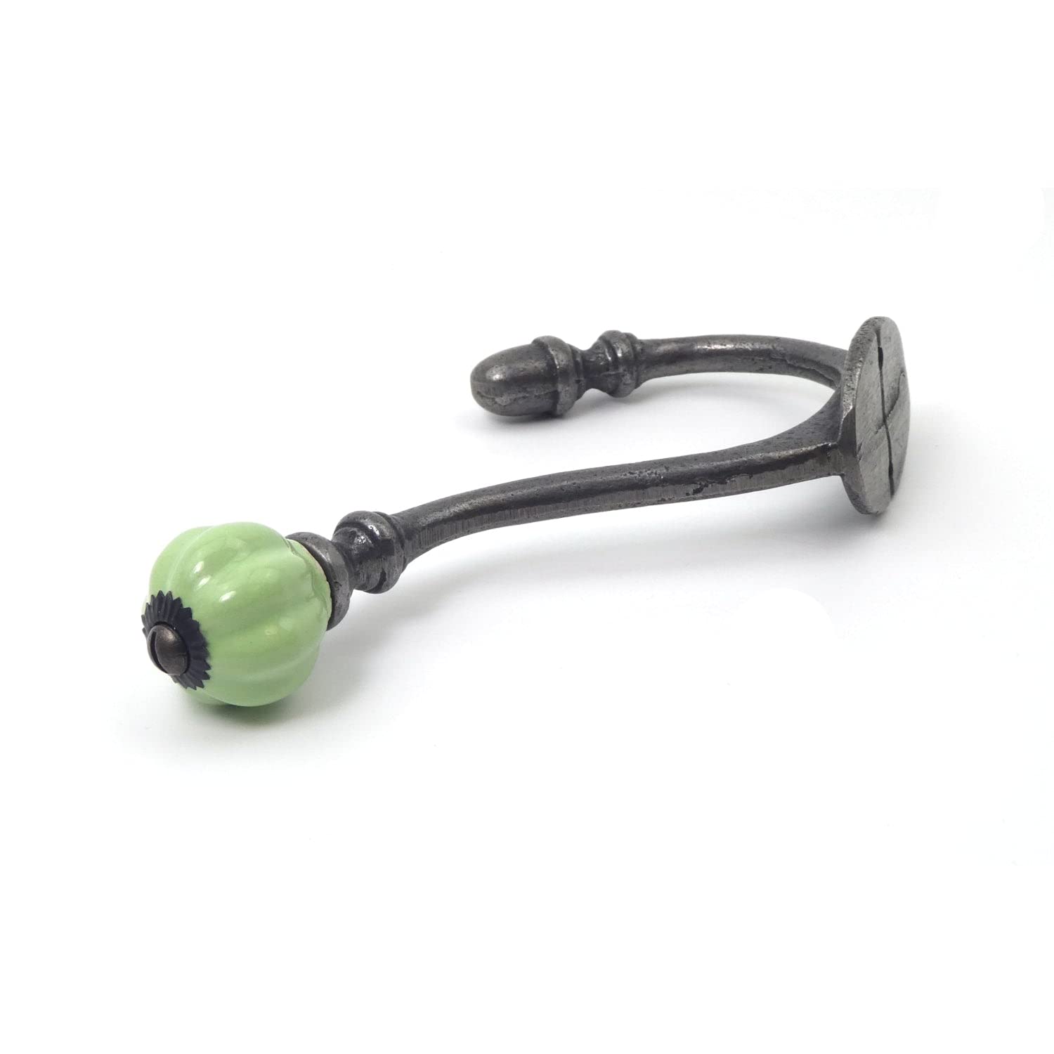 Oakcrafts Ceramic Tipped Shabby Chic Cast Iron Coat Hook 125mm (Green)