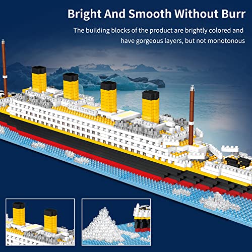 Snlywan 1706 Pcs Titanic Toys Building Set With Led Strip, Titanic Model Building Blocks Kit, Micro Mini Titanic Building Blocks Light Up Toy,Titanic Gifts For Adults And Kids #TOP3
