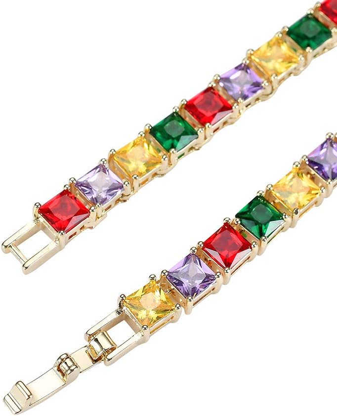 14K Gold Over S925 Micro-Inlaid Four-Color Square Moissanite Necklace, Hip-Hop Trendsetter Jewelry, Fashion Gift for Street Style Lovers