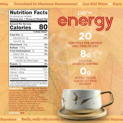 Image of Perk Energy Drink Mix (Sweater Weather Chai Latte) 20 Servings, Gluten-Free
