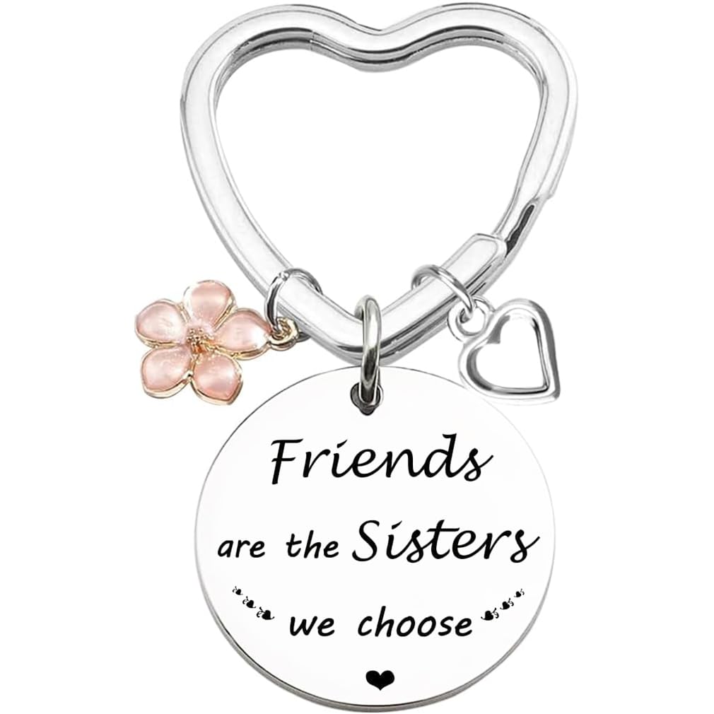 Tecreo Girls Silver Friendship Key Ring Gifts For -Friends Are Sisters We Choose Friendship Keychain Gift Best Friend Gift For Birthday Gifts For Best Friend Bff Gift Teenager Gift, Heart Keyring