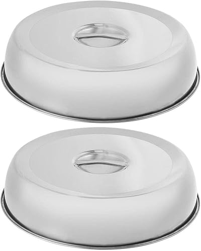 Kichvoe Juego de 2 cubiertas de hilvanado de 7.8 pulgadas, de acero inoxidable, cúpulas de metal para queso, cúpula de plancha, cubierta de