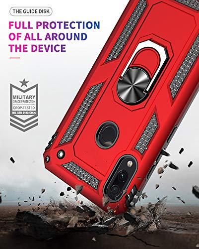 Coque Xiaomi Redmi Note 7 antichoc avec support bague magnétique rouge