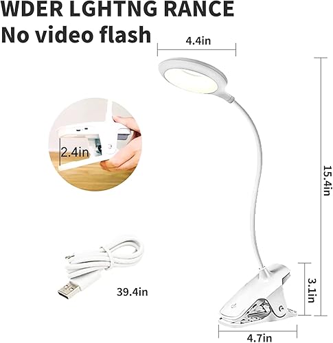 Miniatura 8 de Lámpara de Escritorio con Clip para Lectura, Lámpara de Escritorio Portátil Recargable con Mini Clip, Luces con Clip Montadas en la Pared Esenciales