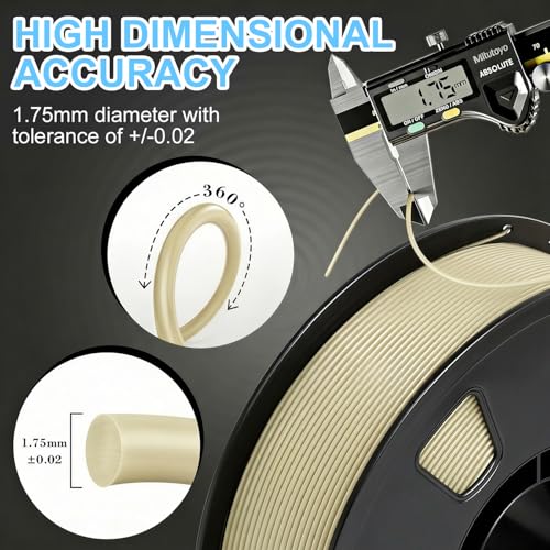 Image of LOVOON PLA Filament 1.75mm, 3D Printer Filament Dimensional Accuracy + /- 0.02mm, Neatly Wound 3D Printing Filament, Fit Most FDM 3D Printers, 1KG Spool(2.2lbs), Beige
