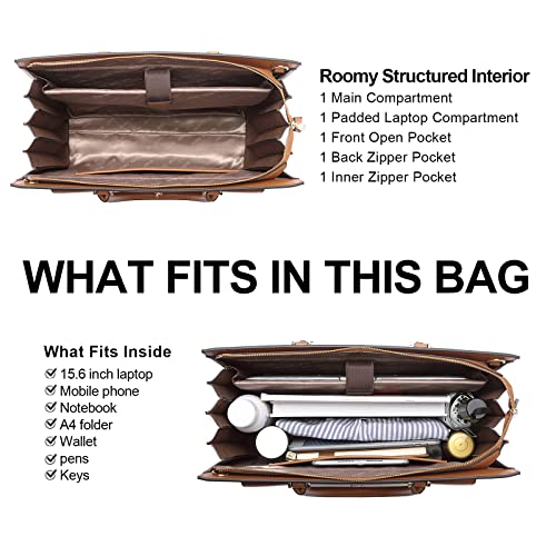 CLUCI Briefcase for Women Vegan Leather 15.6 Inch Laptop Bag Large Pocket Business Ladies Shoulder Bag3