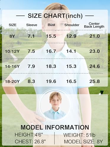Image of Polo Shirts for Boys Golf Polo Shirt Short Sleeve Boys Performance Polo Dry Fit Stretch Collared UPF50+ Kids Golf Shirts