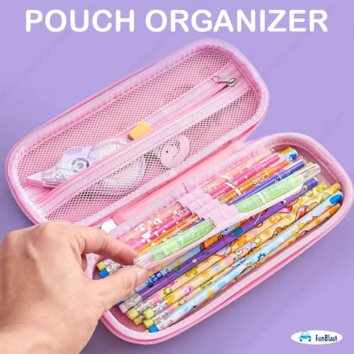 Image of FunBlast Multipurpose Zipper Stylish Large Capacity 3D Embossed Pencil Case for Girls, Hardtop EVA Pen & Pencil Pouch Bag Case for School Supplies for Kids, Mermaid Pouch for Girls