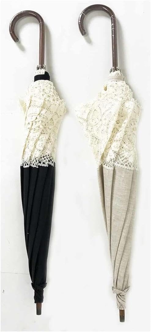 新品【長傘】麻100％ 繊細 高級英国クルーニーレース使用 純パラソル 日傘 イギリスの伝統的なレースを傘のフチにあしらった日傘