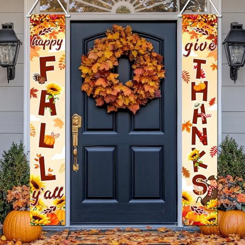 Avezano Fall Door Banner Thanksgiving Door Decorations