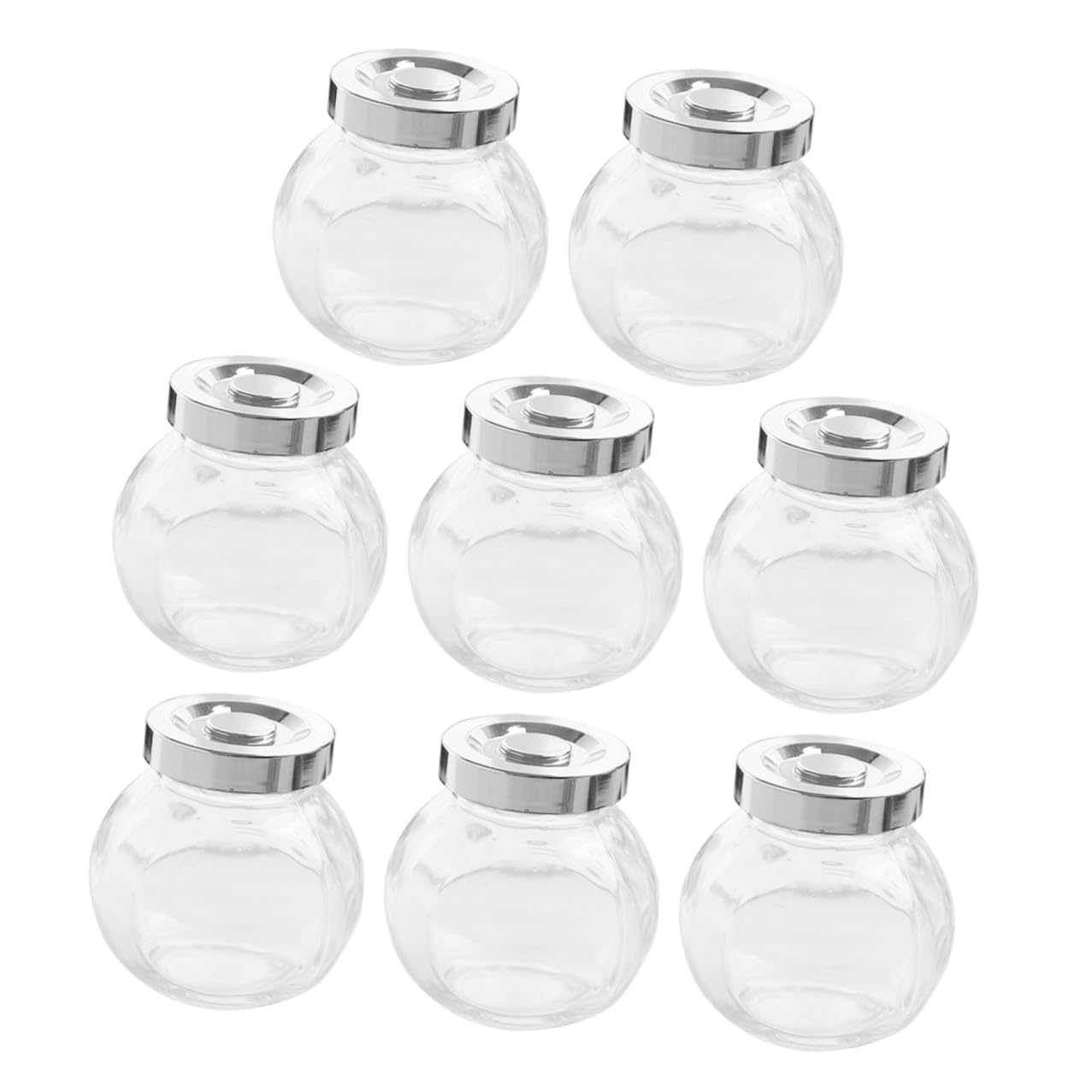 8 pezzi Barattoli in Vetro Trasparente con Coperchio Ermetico Contenitori Alimentari Resistenti e Portatili per Cucina Organizer per Zucchero Spezie e Snack Design Unico e