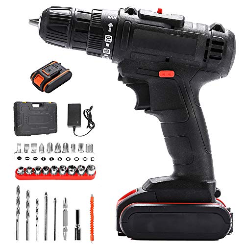 Spacmirrors Destornillador eléctrico, Destornillador inalámbrico Recargable 48 V, batería de Iones de Litio de 2,0 Ah, con LED, Destornilladores eléctricos inalámbricos Cover