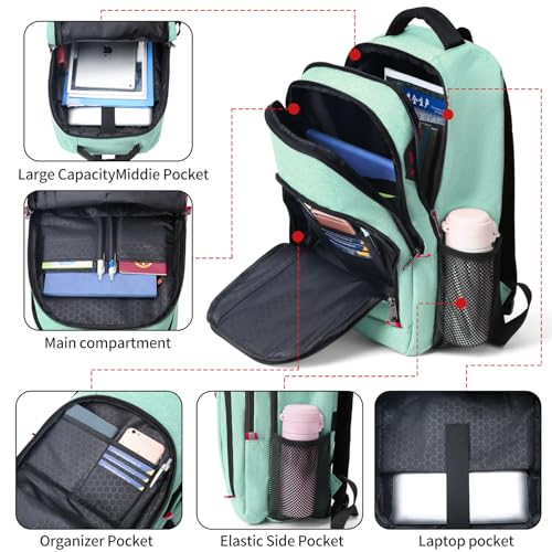 Image of Della Gao Laptop Backpack, Green Travel Backpack Water Resistant Computer Back Pack for Travel, Business, Work (S-Green)