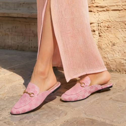 Image of Minorsu Buckle Mules for Women Flats Loafers Shoes for Work Office Business