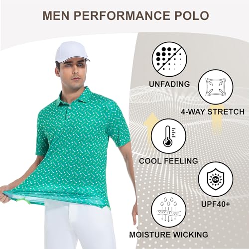 Image of Damipow Premium Golf Shirts for Men Dry Fit Performance Polo Short Sleeve Collared Shirt