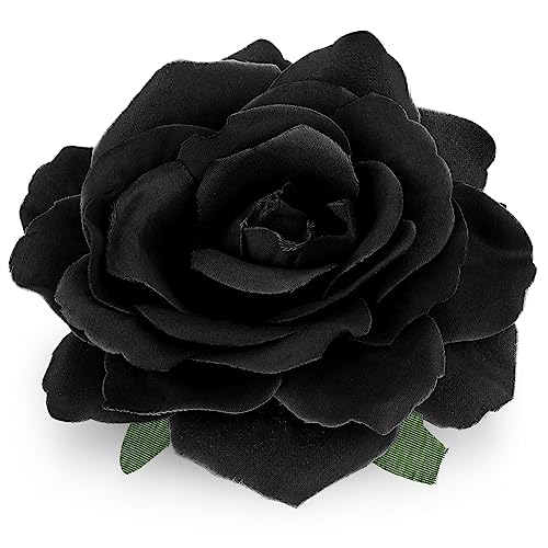 WLLHYF Fabric Rose Hair Flowers Clips Mexican Rose Hair Clip Flower Hairpin Rose Brooch Floral Clips Headpieces for Woman Girl Wedding Party (black)