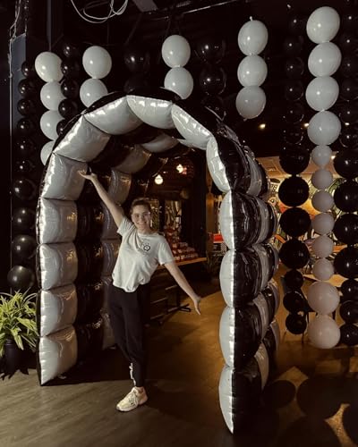 Image of Black Link Balloons,120Pcs 6Inch Black Latex Linking Balloons for Birthday Baby Shower Wedding Anniversary Party Decorations