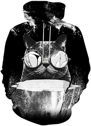 YAJOOEY Unisex Hoodie 3D Galaxy Print Hooded Sweatshirt Pullover X-Large