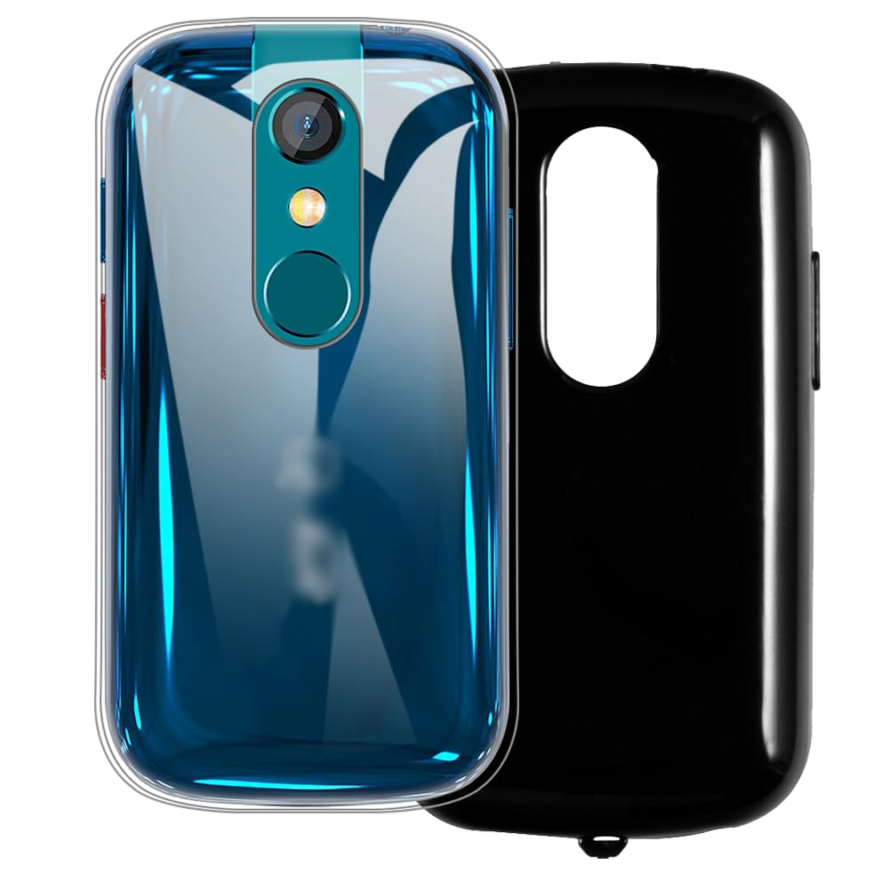 2-Pack TPU Case Compatible with Unihertz Jelly 2E Mini Phone Cover - Shockproof Flexible Protective Accessories with Precise Cutouts (Clear+Black)