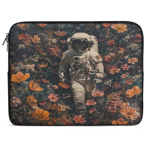 Funda para portátil de 17 pulgadas con diseño de astronauta y flores