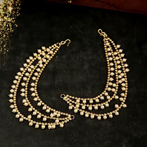 Image of Shining Diva Fashion Stylish Fancy Bahubali Pearl Ear Chain Traditional Earrings For Women & Girls (16083er)