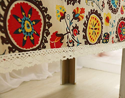 Hooye Bohemian Style Rectangle Tablecloth Linen Lace Table Cloth For Dinner Parties Table Cover (39X55 Inch, Bohemian Style) #TOP4
