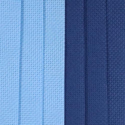 Image of KCS 4 /6 pc of 12 inch x 18 inch(30cmx45cm) 16 Count Cotton Aida Cloth Cross Stitch Fabric (6 pc, Light Blue+Jeans Blue)