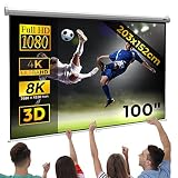Jago® Écran de Projection - (152x152cm / 178x178cm / 203x152cm / 203x203cm), Enroulable, Formats 1:1, 4:3, 16:9, HD 4K 3D - Toile de Projecteur, Home Cinema, Vidéoprojecteur (203 x 152 cm (100'))