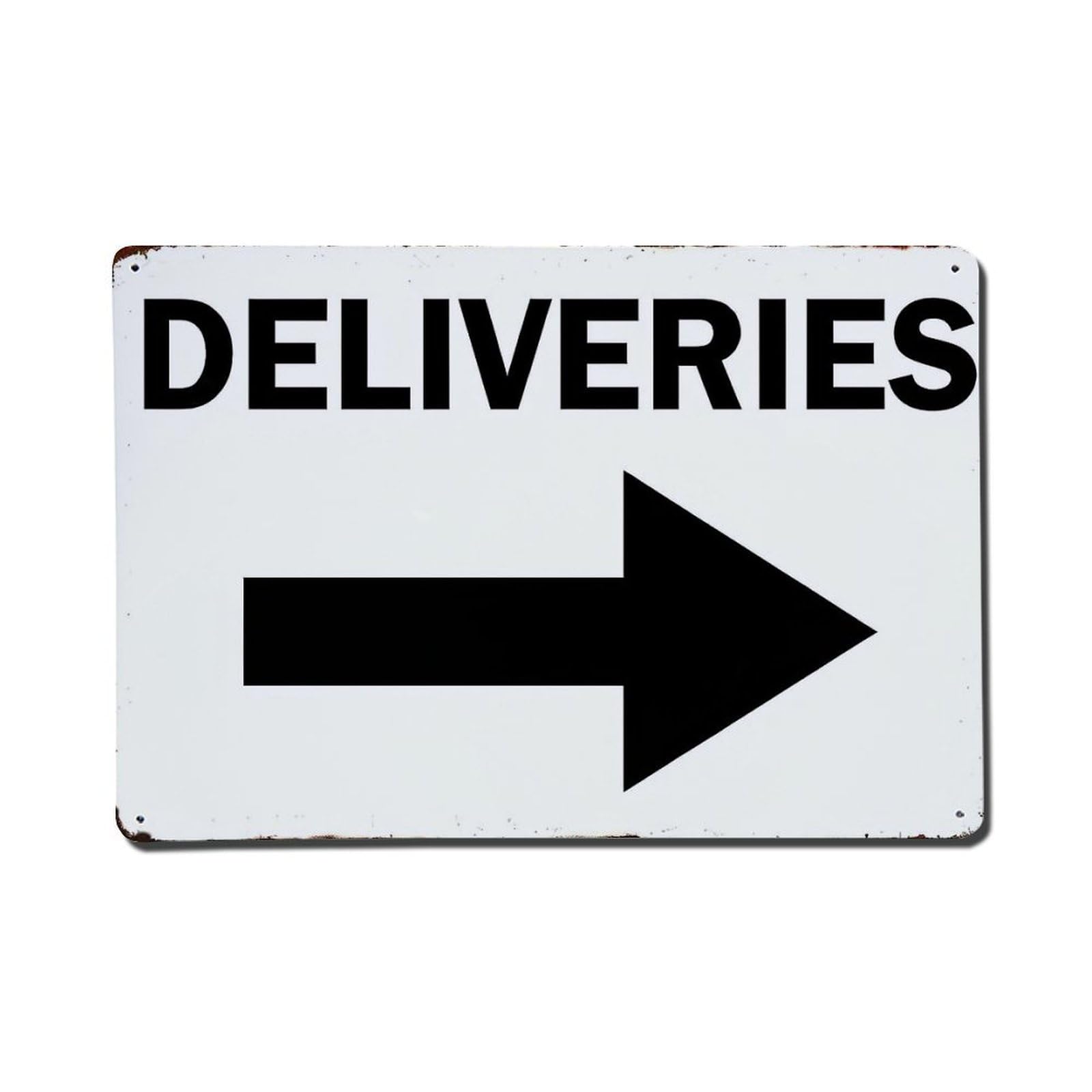 Deliveries Arrow Sign Pattern Print Retro Metal Tin Sign, Vintage Decor Art Poster for Bar, Home, Man Cave, Kitchen, Laundry Room Gift 8x12Inch